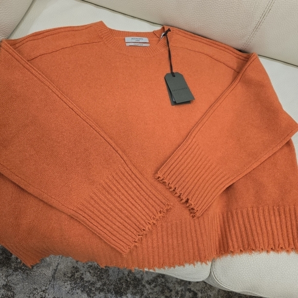 🥝HOST PICK🥝All Saints Kiera Cashmere Sweater Crew pullover burnt orange size L - Picture 3 of 10